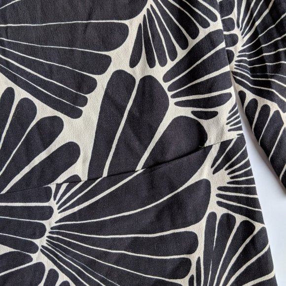 J. Crew black and tan pattern dress with 3/4 sleeves and pockets - Picture 8 of 10